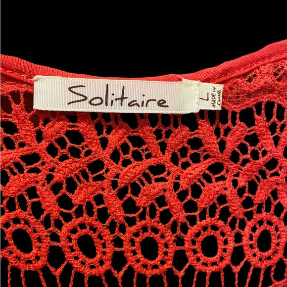 Solitaire coral color crocheted lined top size large - Picture 4 of 6
